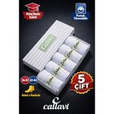 CALLAVI Beyaz Kolej Soket Pamuk Çorap Kutulu 5 Çift