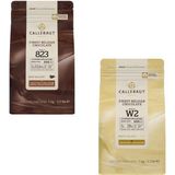 Callebaut Lezzeti: 823 Sütlü & W2 Beyaz Çikolata Drop 2'li Paket (2x1 Kg) - 2 kg
