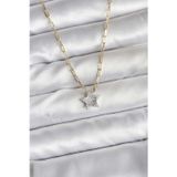Callerrons Accessories Pirinç Gold Renk Zincirli Zirkon Taşlı Minimal Yıldız Model Kadın Kolye - EBJ251201W38710