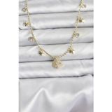 Callerrons Accessories Pirinç Gold Renk Zirkon Taşlı Kutup Yıldızı Model Kadın Kolye - EBJ251115W38377