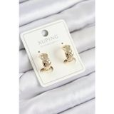 Callerrons Accessories Xuping Zirkon Taşlı Geometrik Desenli Halka Model Gold Renk Kadın Küpe // XD-BKP10850-ST