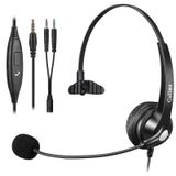 Callez Bilgisayar Kulaklığı, Mikrofonlu Gürültü Önleyici 3,5 mm Cep Telefonu Kulaklığı, PC Dizüstü Bilgisayar Tablet iPhone Android Çağrı Merkezi Ev Ofis Çalışması için Kablolu Kulaklık, Hat İçi
