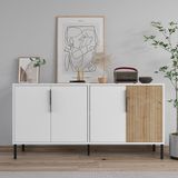 Callia Konsol 150CM, Çok Amaçlı Dolap, Kitaplık, Tv Konsolu - Beyaz - Meşe