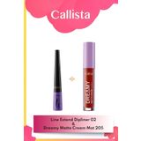 Callista Line Extend Dipliner Kahve 02 & Dreamy Matte Cream Lipgloss 205 Big Ego - Kahverengi Makyaj Seti