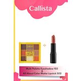 Callista Multi Palette Eyeshadow Göz Farı Paleti 103 & All About Color Matte Ruj 502 - Turuncu Makyaj Seti