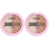 Callista Shine & Fun Face Duo 100 Sparkle Crew Allık & Aydınlatıcı Paleti 2li paket