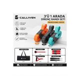 Calliven Premium Direnç Lastiği Seti 4'lü - Kapı Ankrajlı, El Tutacaklı, Ayak Bilek Kayışlı Fitness Bandı 12 li Paket
