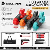Calliven Premium Direnç Lastiği Seti 4'lü - Kapı Ankrajlı, El Tutacaklı, Ayak Bilek Kayışlı Fitness Bandı 12li Set