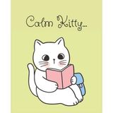 Calm Kitty, Reader - Stress Relief Wide Ruled Journaling Notebook: Wide-Ruled 7.5" x 9.25", 75 sheets, 150 pages, Professional-Size Matte-Finish Blank ... for Relaxation, Adults, Students, Teachers