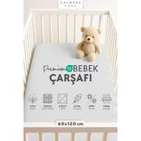 Calmera %100 Pamuk Penye Lastikli Bebek Çarşafı | 60 x 120 cm | Park Yatak - Beşik | Gri