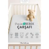 Calmera %100 Pamuk Penye Lastikli Bebek Çarşafı | 70 x 140 cm | Park Yatak - Beşik | Gri