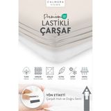Calmera %100 Pamuk Penye Lastikli Çarşaf | Çift Kişilik | Bej - 150 x 200 cm