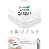 Calmera | %100 Pamuk Penye Lastikli Çarşaf | Tek & Çift Kişilik - Battal - Beyaz