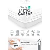 Calmera %100 Pamuk Penye Lastikli Çarşaf - Tek Kişilik | Ara Boy | Plus Ebat - Fitted - Beyaz