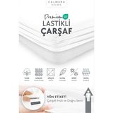 Calmera %100 Pamuk Penye Lastikli Çarşaf | Tek Kişilik | Beyaz - 100 x 200 cm