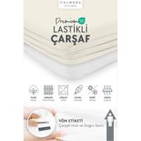 Calmera %100 Pamuk Penye Lastikli Çarşaf | Tek Kişilik | Ekru - 100 x 200 cm