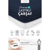 Calmera %100 Pamuk Penye Lastikli Çarşaf | Tek Kişilik | Lacivert - 90 x 190 cm