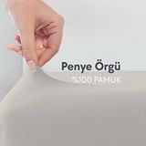 Calmera Home Çift Kişilik %100 Pamuk Penye Lastikli Çarşaf - Fitted Battal Açık Gri - 180x200 Cm
