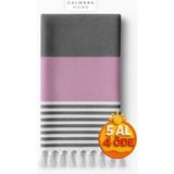 Calmera Natura Peştemal | Pamuk - Doğal Saçaklı | Plaj, Havuz, Spa, Hamam, Sauna, Spor, Seyahat Havlusu - Pembe - 100 x 180 cm