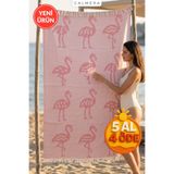 Calmera Riva Jakarlı Peştemal | Yıkanmış - Doğal Pamuk | Plaj Deniz, Havuz Havlusu | Pembe - Flamingo