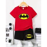 Calp Teks Batman Baskılı Şort/t-Shirt Alt-Üstyazlık Takım - 3 – 4 Yaş - Kırmızı