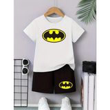 Calp Teks Batman Baskılı Şort/t-Shirt Alt-Üstyazlık Takım - 5 – 6 Yaş - Beyaz