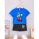 Calp Teks Sonıcs Baskılı Şort/t-Shirt Alt-Üst Yazlık Çocuk Takım - 5 – 6 Yaş - Mavi
