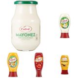 Calve Acılı Ketçap + Calve Cam Kavanoz Mayonez + Calve Sos Paketi