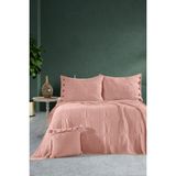 Calve Çift Kişilik Triko Yatak Örtüsü Seti 240 x 260 cm - Pudra