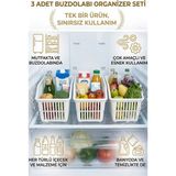 Calvera 3 Adet Buzdolabı Organizer - Bpa Free Sağlam Plastik Raf Düzenleyici - Beyaz