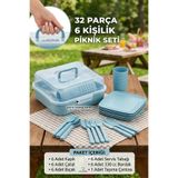 CALVERA 32 Parça 6 Kişilik Çantalı Piknik Seti - Kilitli Kapaklı Taşınabilir Piknik Kutusu