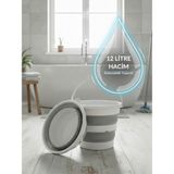 Calvera Pratik Katlanabilir Akordiyon Kova - 12 Litre Yer Kaplamayan Katlanır Su Kovası - Beyaz - 12 lt
