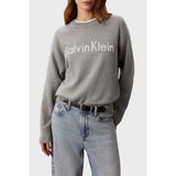 Calvin Klein % 100 Pamuk Logolu Relaxed Fit Bisiklet Yaka Kazak LV044G313GP7A Bayan Kazak LV044G313G P7A - Gri Melanj