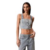 Calvin Klein% 100 Pamuk Logolu Şeritli Kot Askılı Bluz Kadın BLUZ LV047G728G YP3
