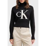 Calvin Klein % 100 Pamuk Loose Fit Balıkçı Yaka Logolu Kazak LV047D349GUB1 Bayan Kazak LV047D349G Ub1 - Siyah