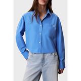 Calvin Klein % 100 Pamuk Poplin Logolu Kısa Gömlek LV047F104GCG1 Bayan Gömlek LV047F104G Cg1 - Mavi