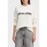Calvin Klein % 100 Pamuk Regular Fit Bisiklet Yaka Logolu Kazak LV047C311GYAS Bayan Kazak LV047C311G Yas - Beyaz