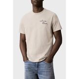 Calvin Klein % 100 Pamuk Slim Fit Bisiklet Yaka T Shirt LV04RG837GPED Erkek T Shirt LV04RG837G Ped - Bej