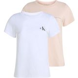 Calvin Klein 2-pack monologo slim tee Kadın Shirt Silver Peony/Brilliant White XS