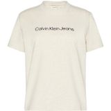 Calvin Klein A- INST LOGO CLASSIC TEE SS Kadın T-shirt, Vanilla Heather, S