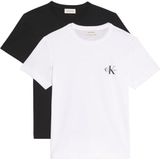 Calvin Klein A- Logo CN 2 Pack Tee Kadın T-shirt, Black W/White, 2XS