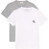 Calvin Klein A- Logo CN 2 Pack Tee Kadın T-shirt, Heroic Grey Heather/Brilliant Whi, M