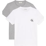 Calvin Klein A- Logo CN 2 Pack Tee Kadın T-shirt, Heroic Grey Heather/Brilliant Whi, S