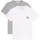 Calvin Klein A- Logo CN 2 Pack Tee Kadın T-shirt, Heroic Grey Heather/Brilliant Whi, XS