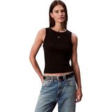 Calvin Klein a - woven label 2x2 cotton rib t Kadın Shirt Black S