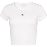 Calvin Klein A- Woven Label 2x2 Rıb Baby Tee Beyaz Kadın T-Shirt - XL