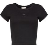 Calvin Klein A- Woven Label 2x2 Rıb Baby Tee Siyah Kadın T-Shirt - 2XS