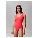 Calvin Klein Askılı CK Yazı Desenli Slip Sırt Dekolte Esnek Kumaş Mayo, M, LV00Q61205, Pembe, Kadın