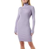 Calvin Klein Badge Roll Neck Sweater Dress Kadın Elbise, Mor, S