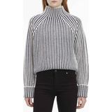 Calvin Klein Balıkçı Yaka Standart Çizgili Lacivert - Beyaz Kazak Kadın Rec Yün Two Tone Strıpe Sweater - M - L